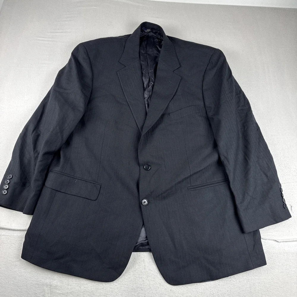 Brooks Brothers Stretch Mens Black Blazer Suit Jacket 46R Wool Blend Office